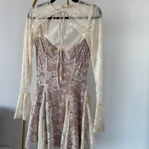 House of CB Alice Women's Cream and Pink Dress